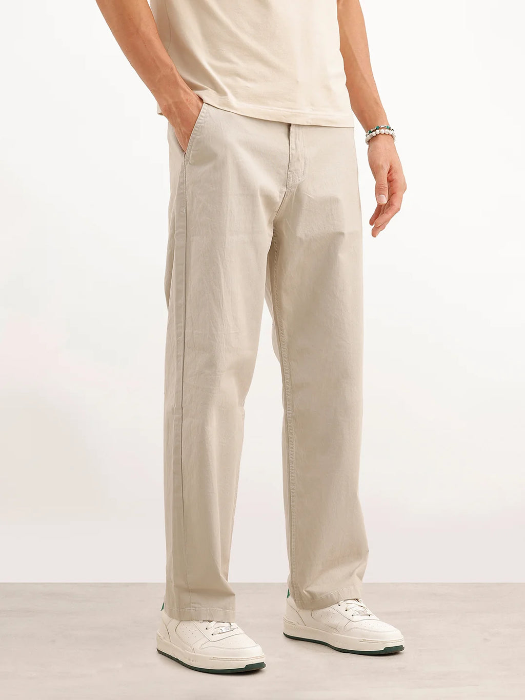 Solid Loose Fit Trouser | Off White