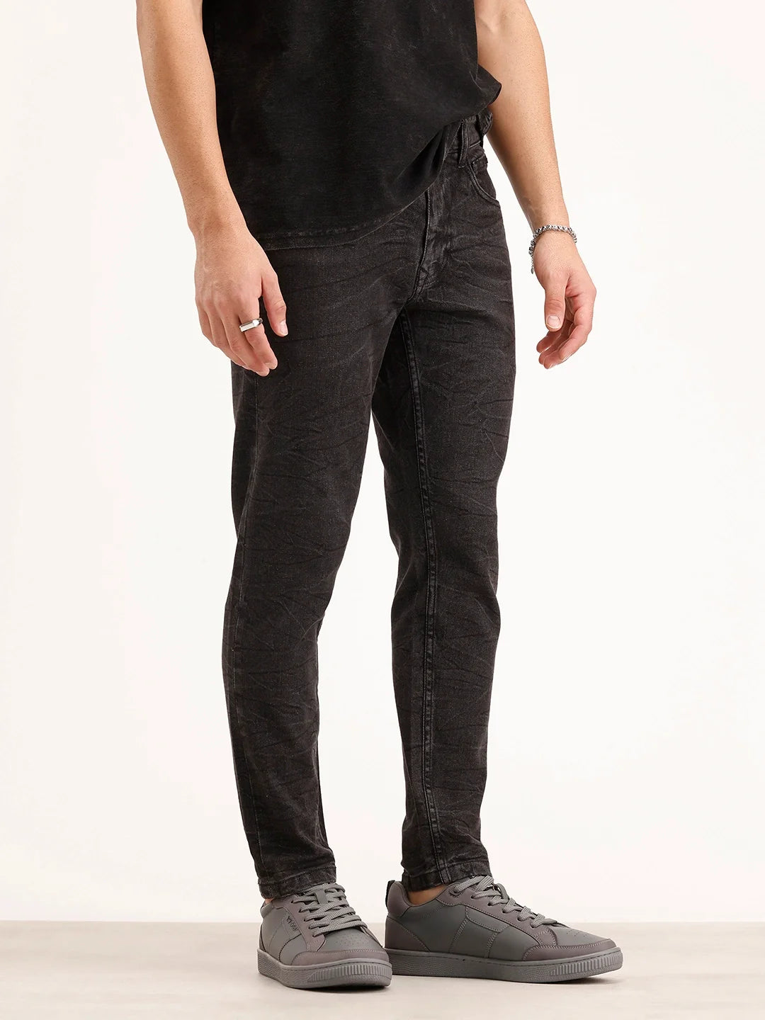 Washed Skinny Crop Denim Jeans | Grey