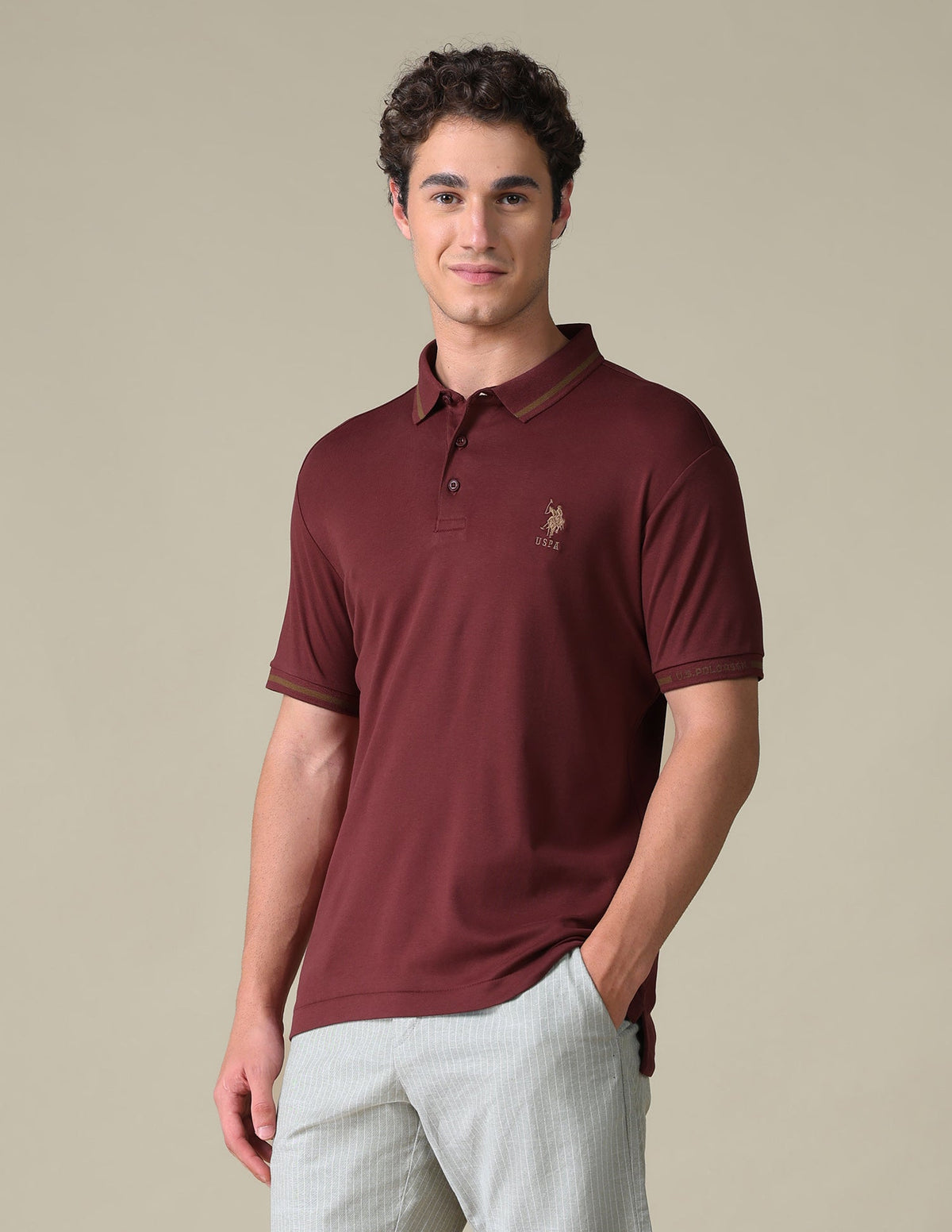 Regular Fit Solid Polo Shirt USP0