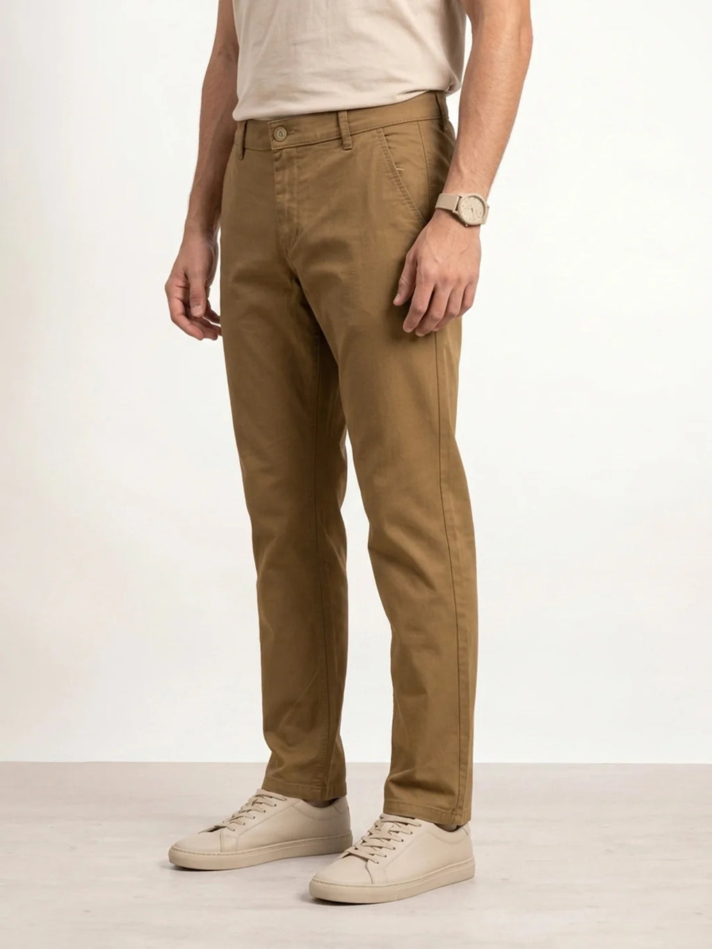 Solid Regular Fit Trouser | Beige