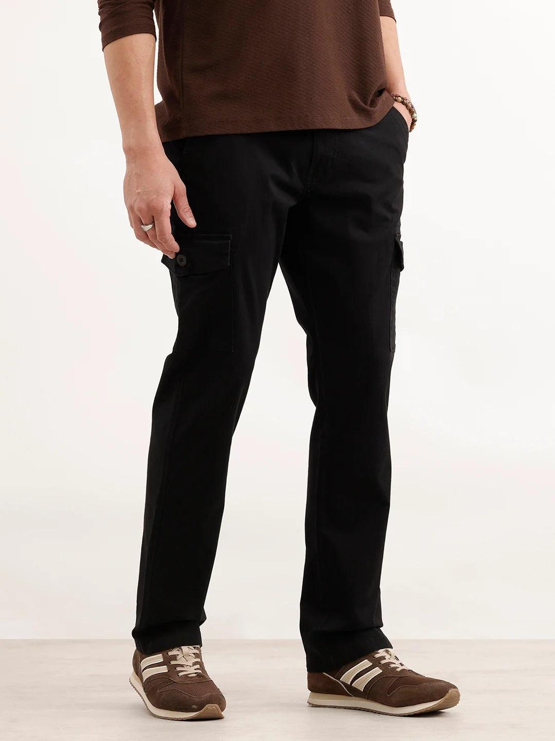 Straight Fit Mens Trouser | Black