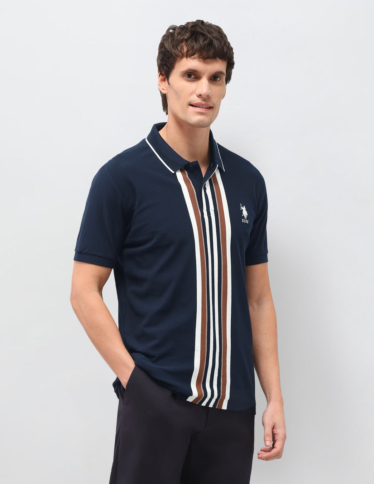 Vertical Striped Slim Fit Polo Shirt USP0