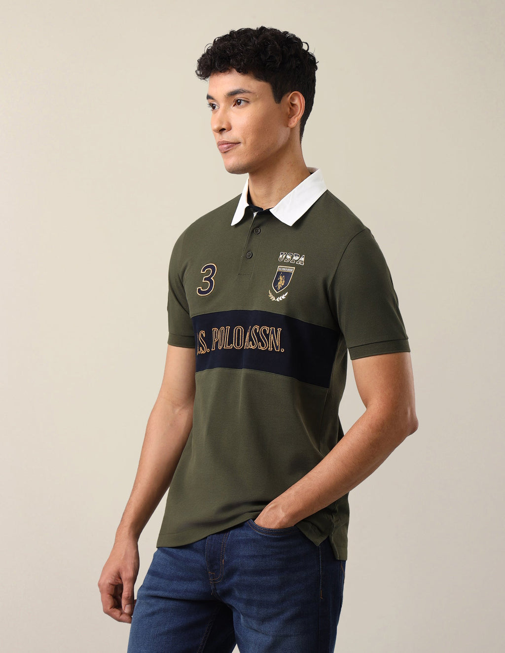 Brand Embroidered Slim Fit Polo Shirt USP0