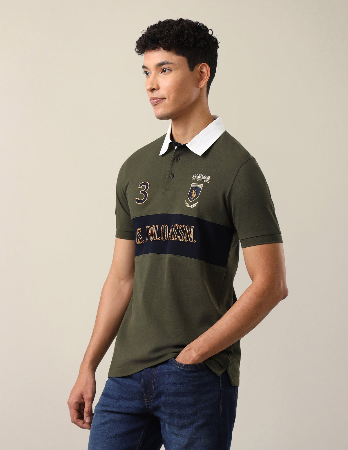 Brand Embroidered Slim Fit Polo Shirt USP0