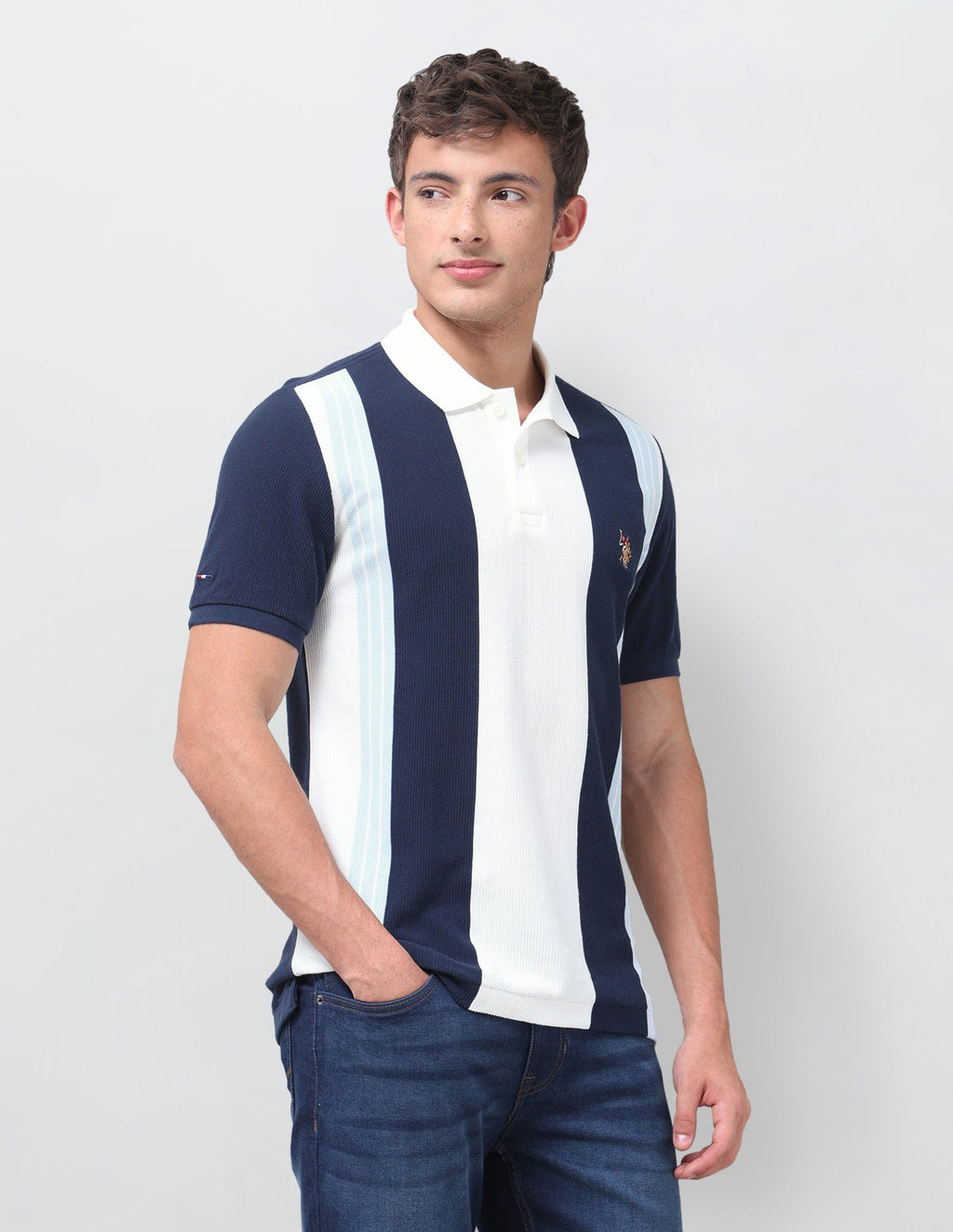 Vertical Striped Muscle Fit Polo Shirt USP0