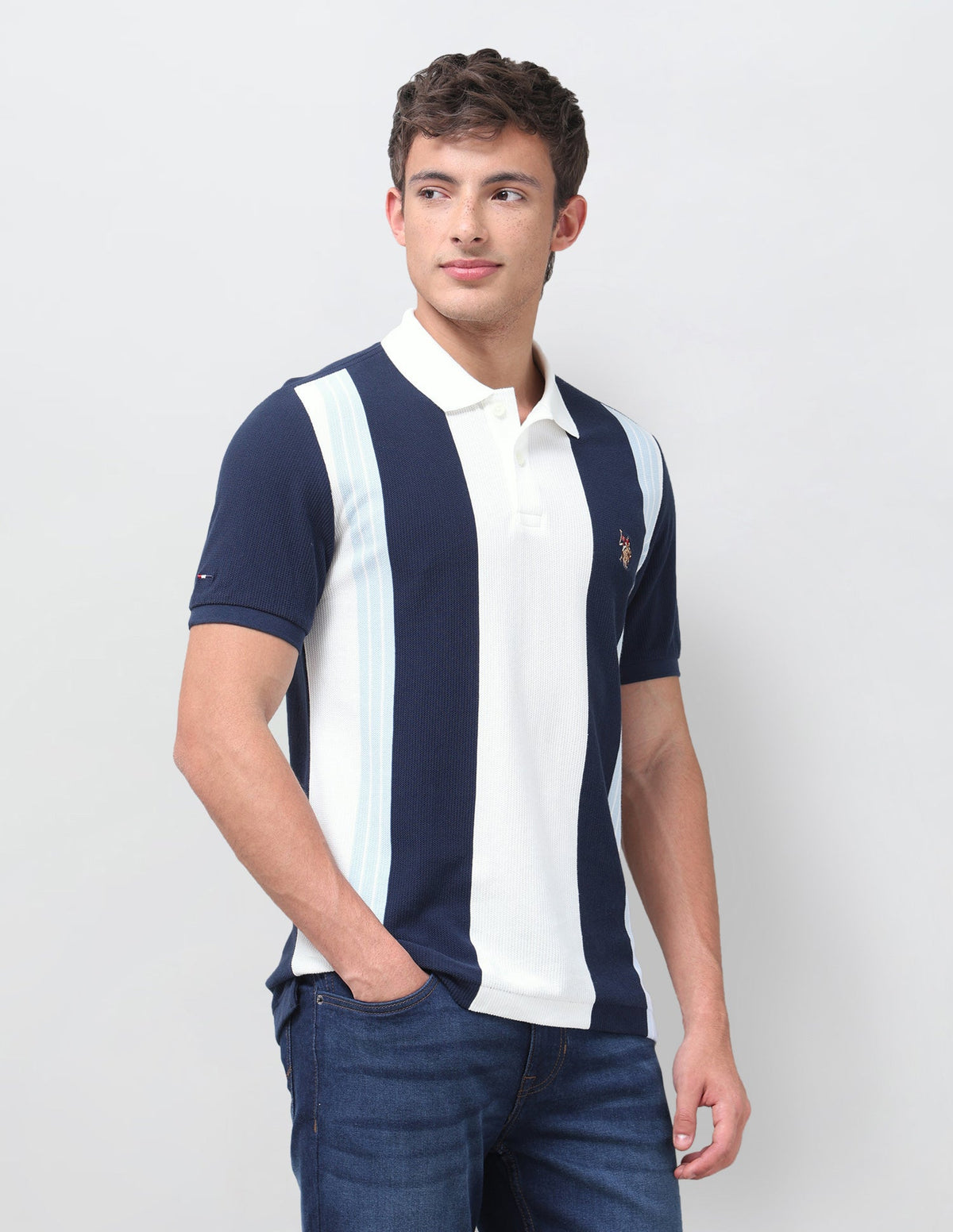 Vertical Striped Muscle Fit Polo Shirt USP0