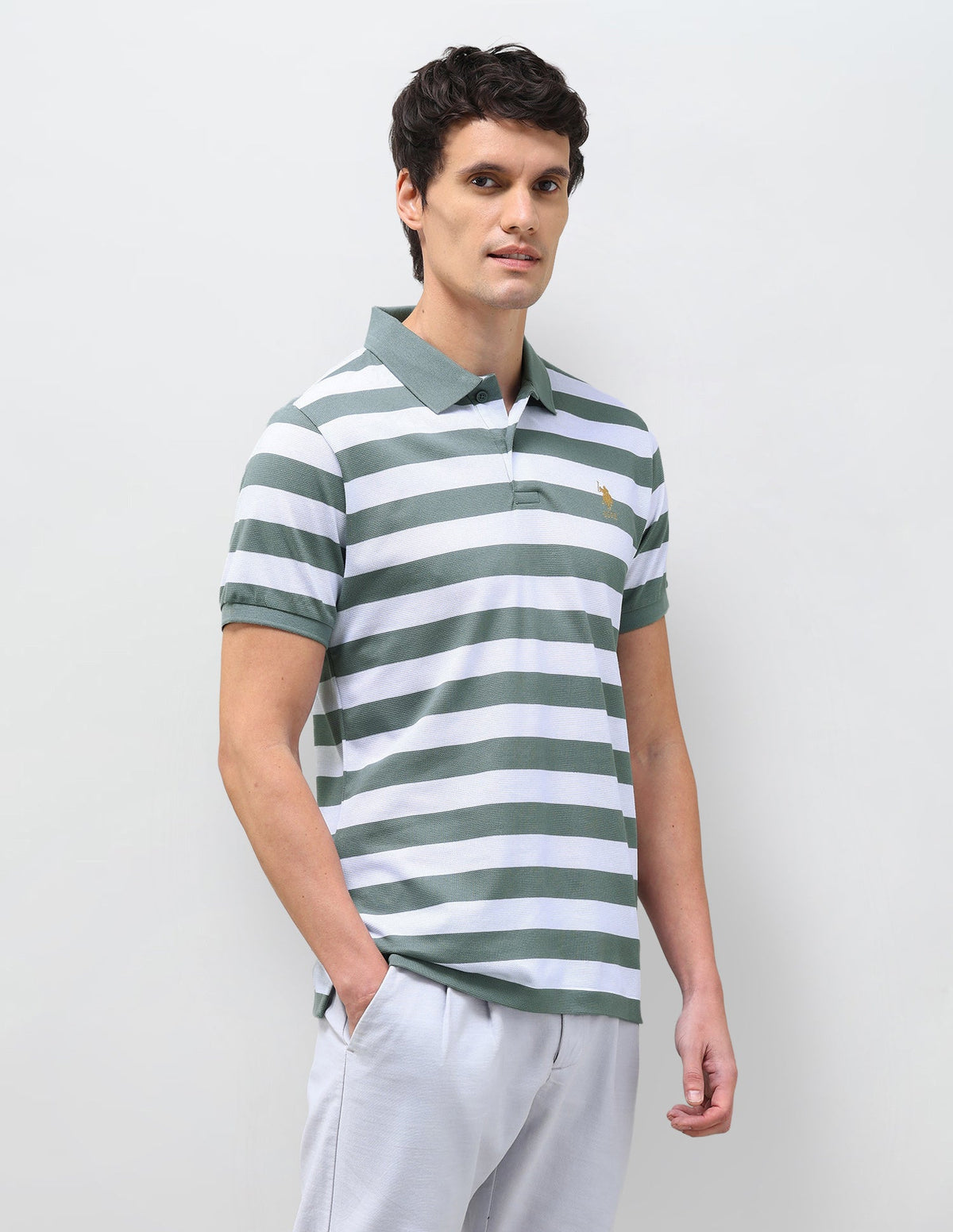 Horizontal Striped Slim Fit Polo Shirt USP0