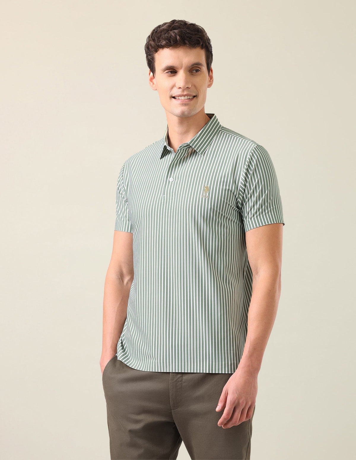 Vertical Striped Slim Fit Polo Shirt USP0