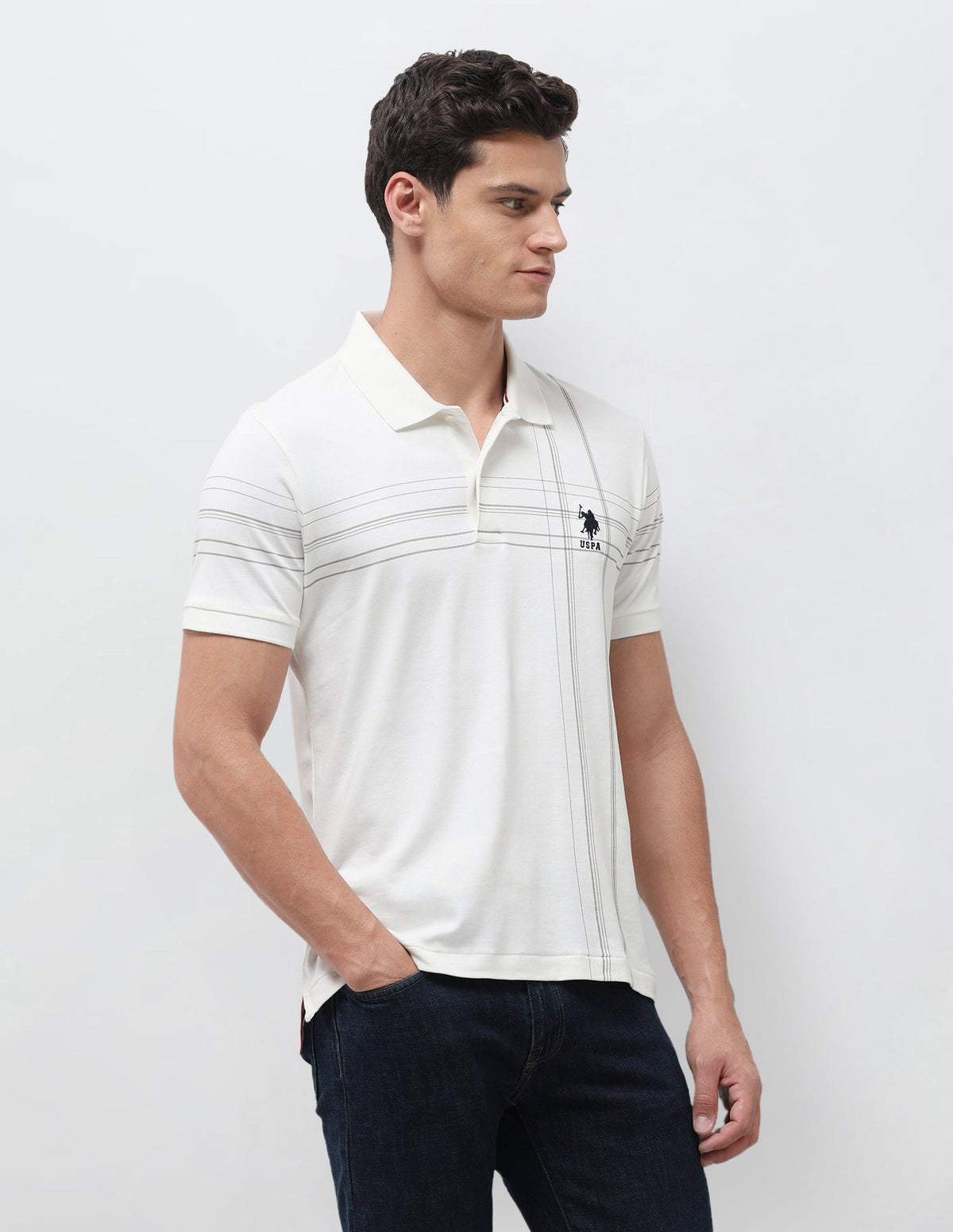 Vertical Striped Slim Fit Polo Shirt USP0