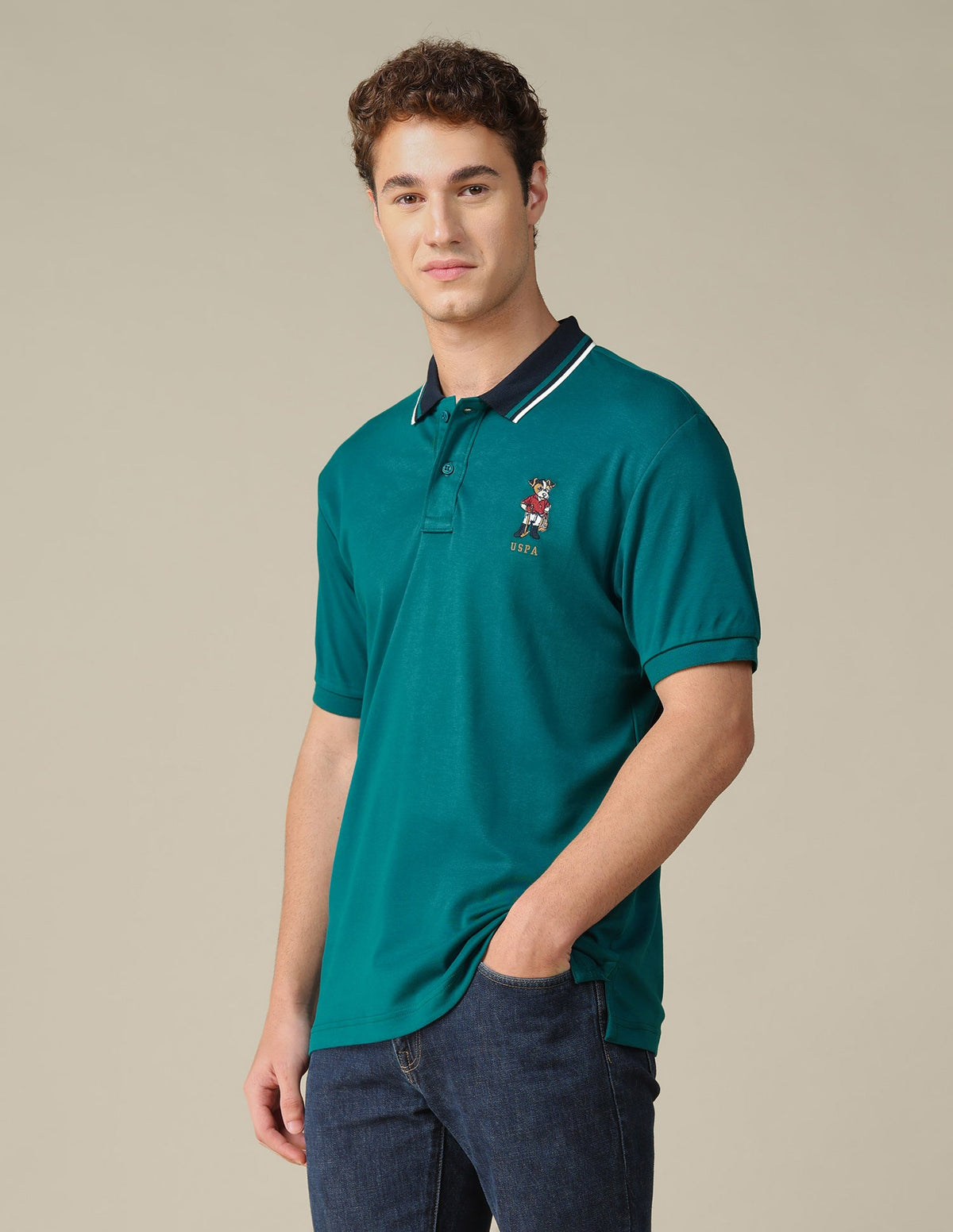 Solid Regular Fit Polo Shirt USP0