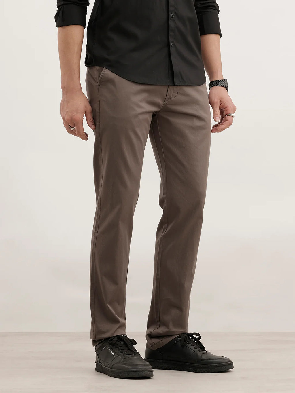 Slim Fit Solid Trouser | Charcoal