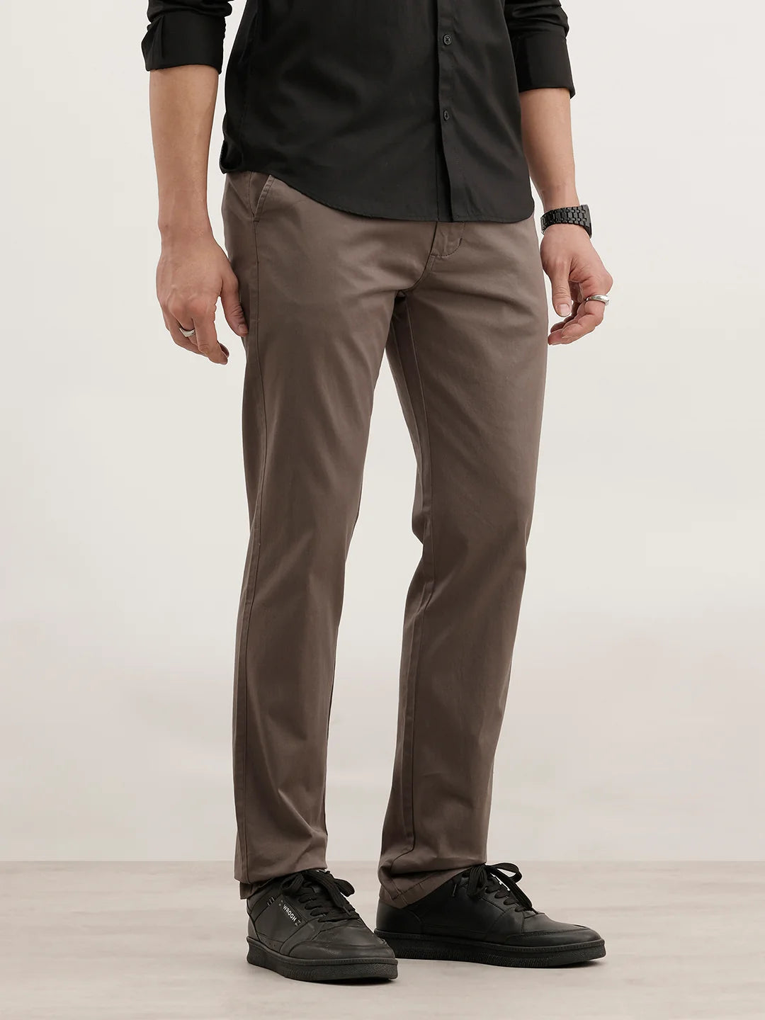 Slim Fit Solid Trouser | Charcoal