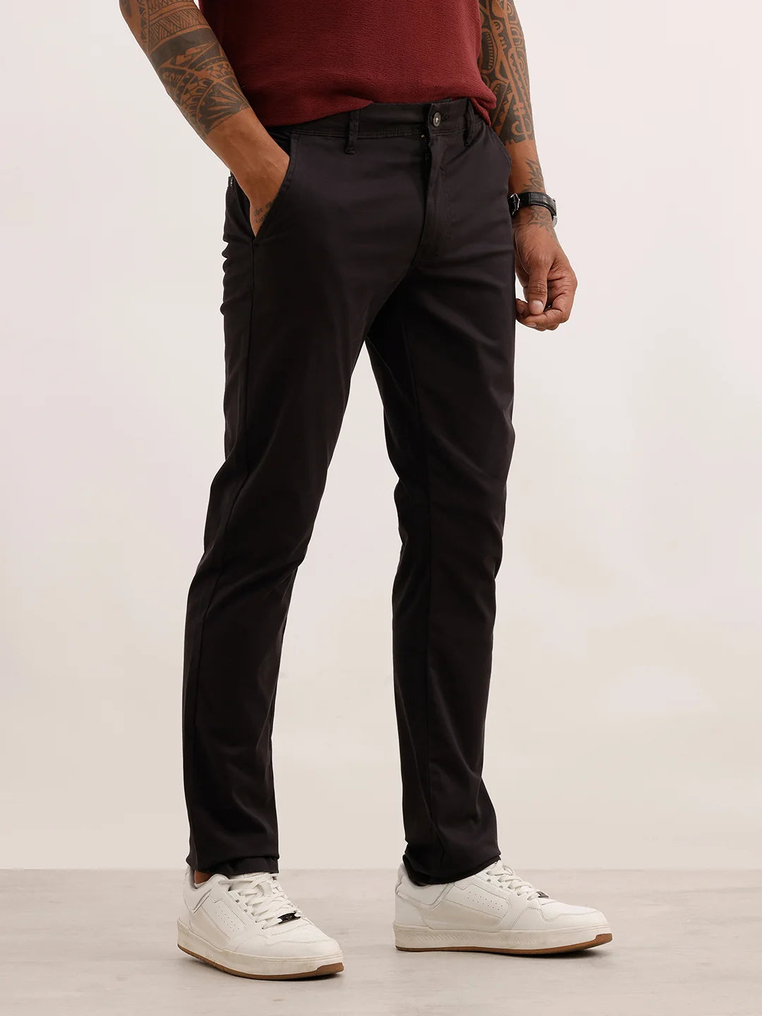 Classic Solid Slim Fit Trouser | Black