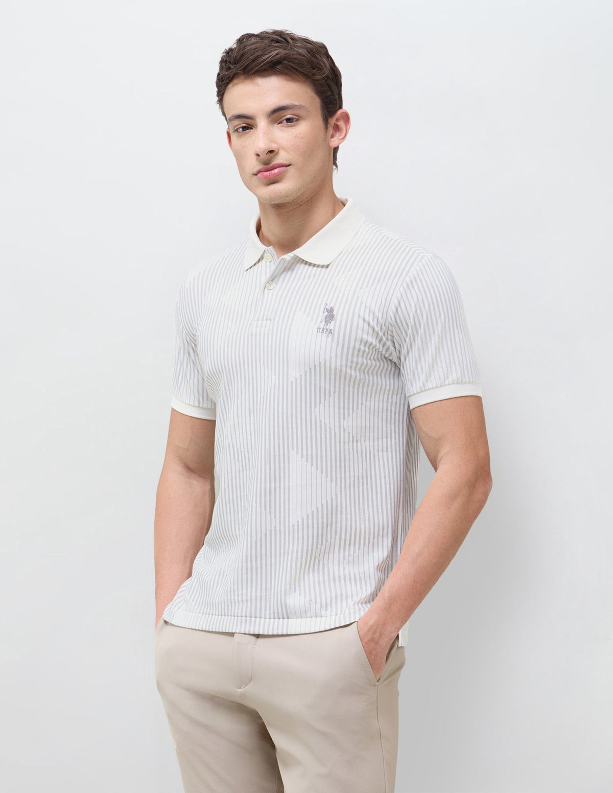 Vertical Striped Slim Fit Polo Shirt USP0