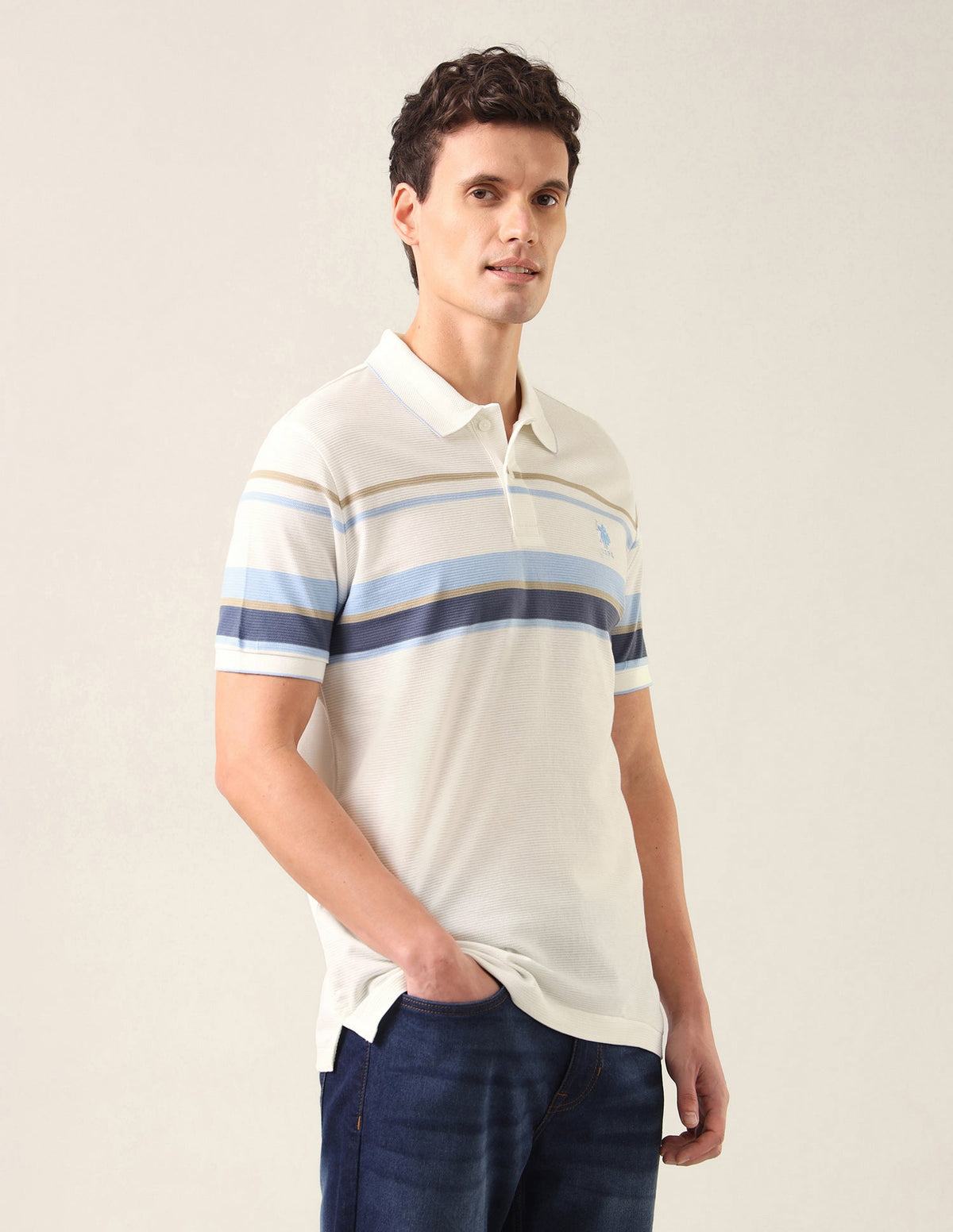 Horizontal Striped Slim Fit Polo Shirt USP0