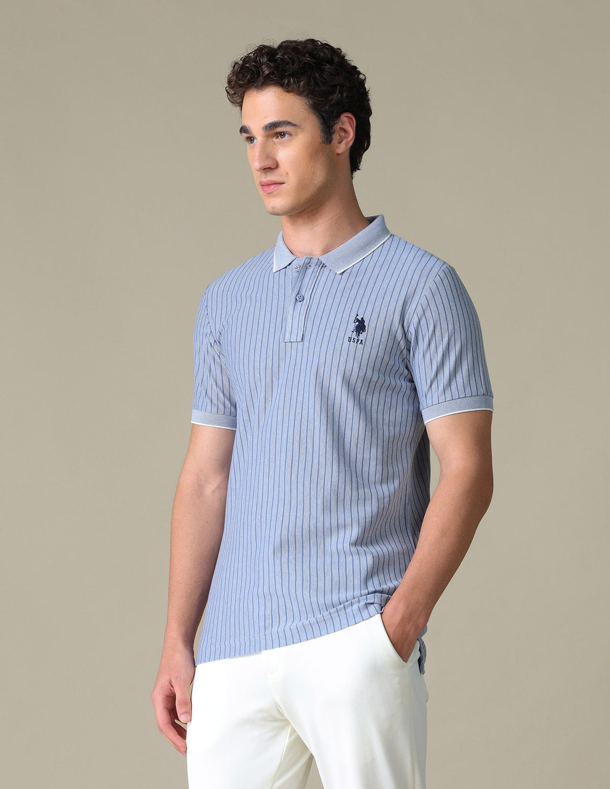 Vertical Striped Regular Fit Polo Shirt USP0