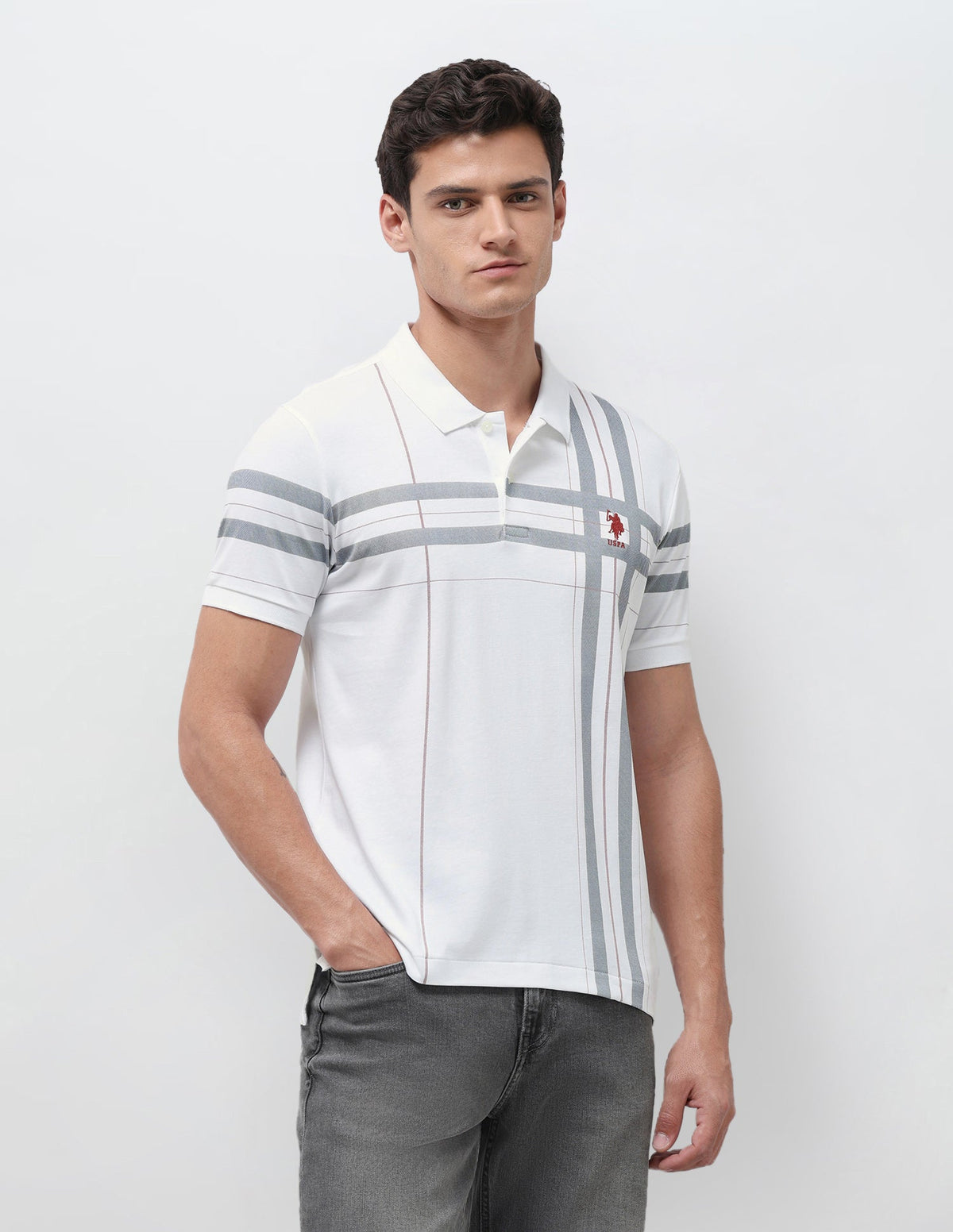 Vertical Striped Slim Fit Polo Shirt USP0
