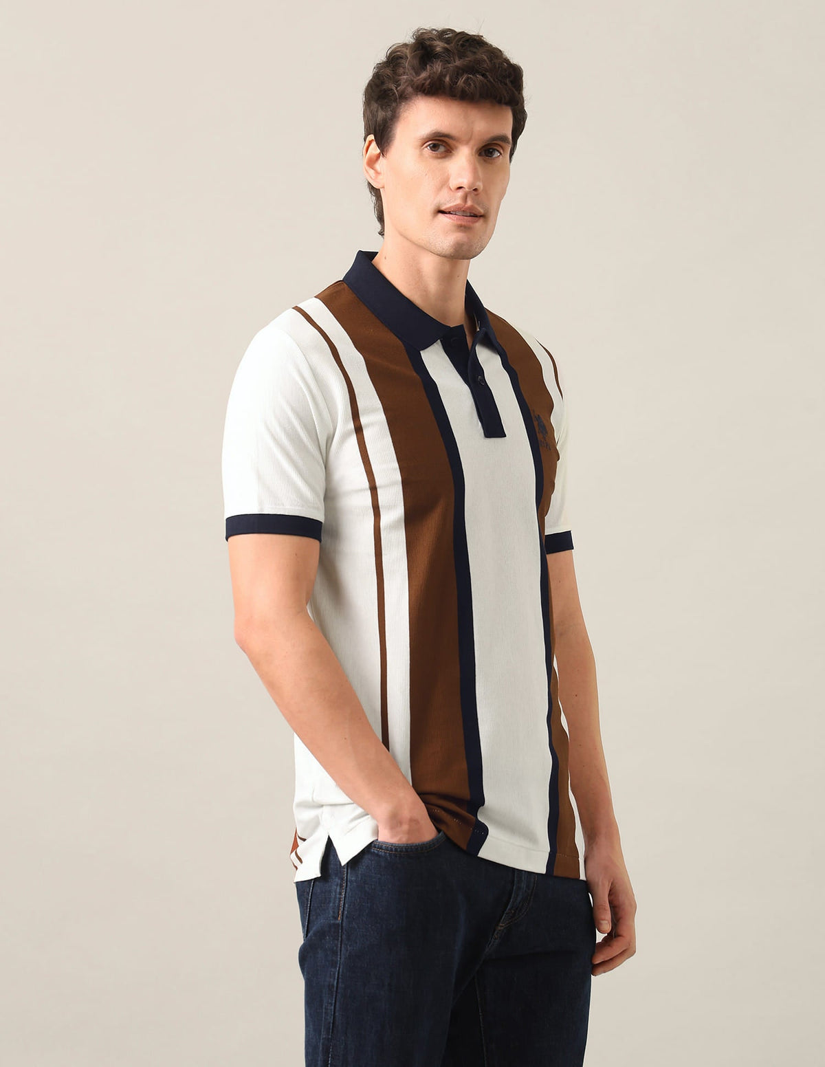 Vertical Striped Slim Fit Polo Shirt USP0