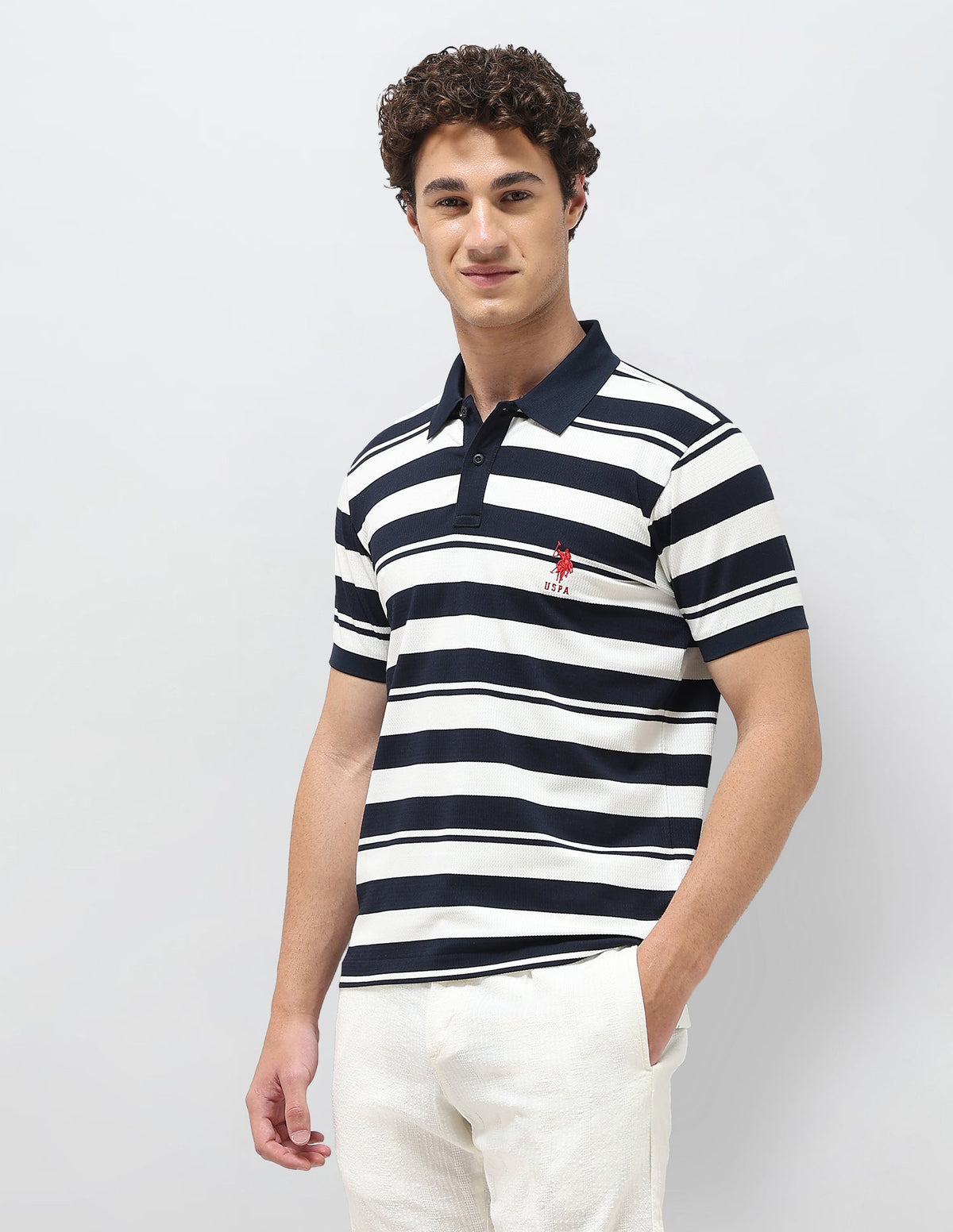 Horizontal Striped Slim Fit Polo Shirt USP0