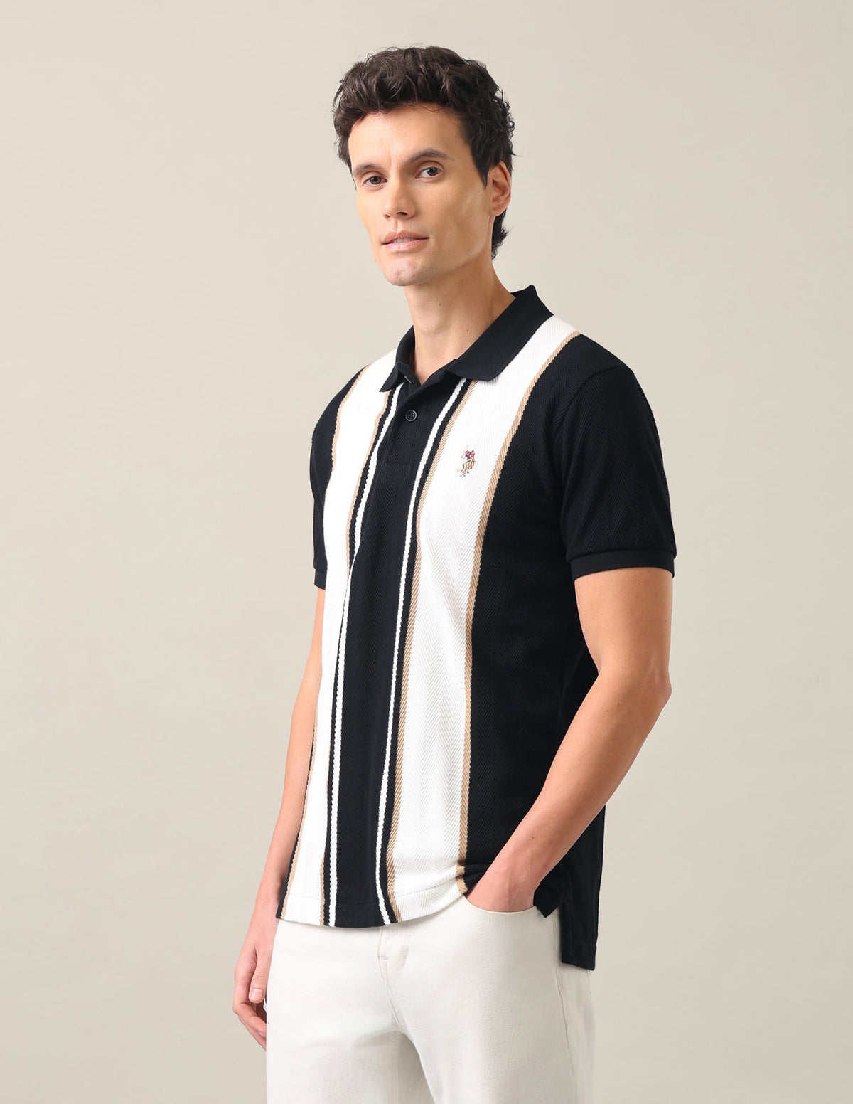 Vertical Striped Slim Fit Polo Shirt USP0