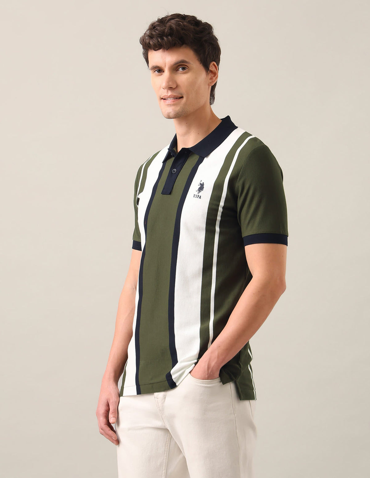 Vertical Striped Slim Fit Polo Shirt USP0