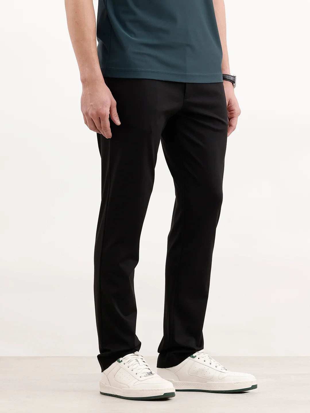 Solid Slim Fit Hyper-Flex Trouser | Black