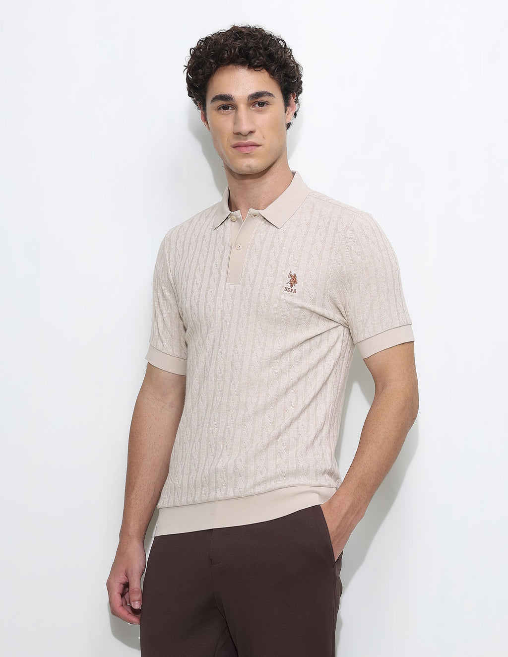 Textured Slim Fit Polo Shirt USP0