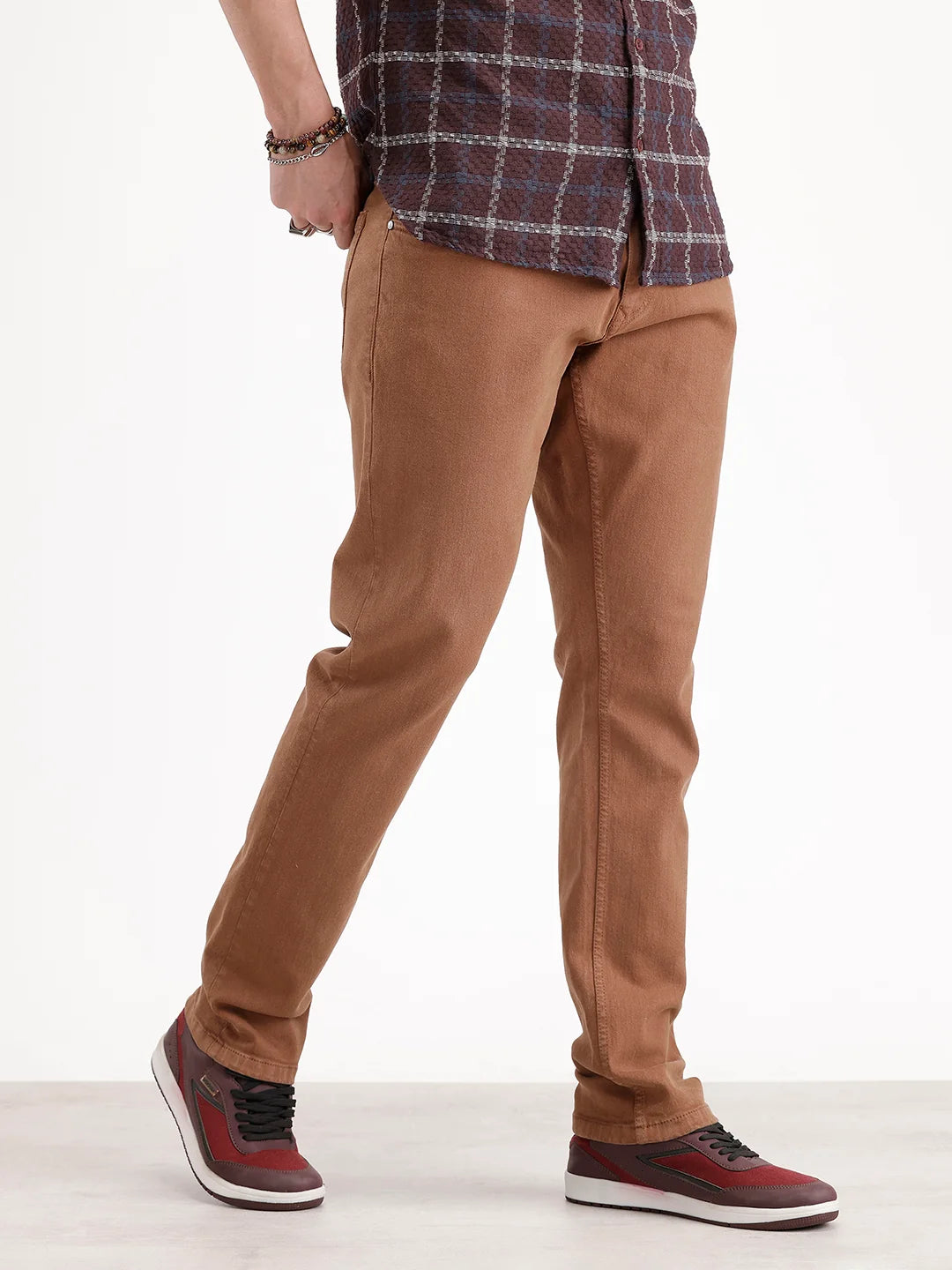 Solid Slim Fit Denim Jeans | Brown