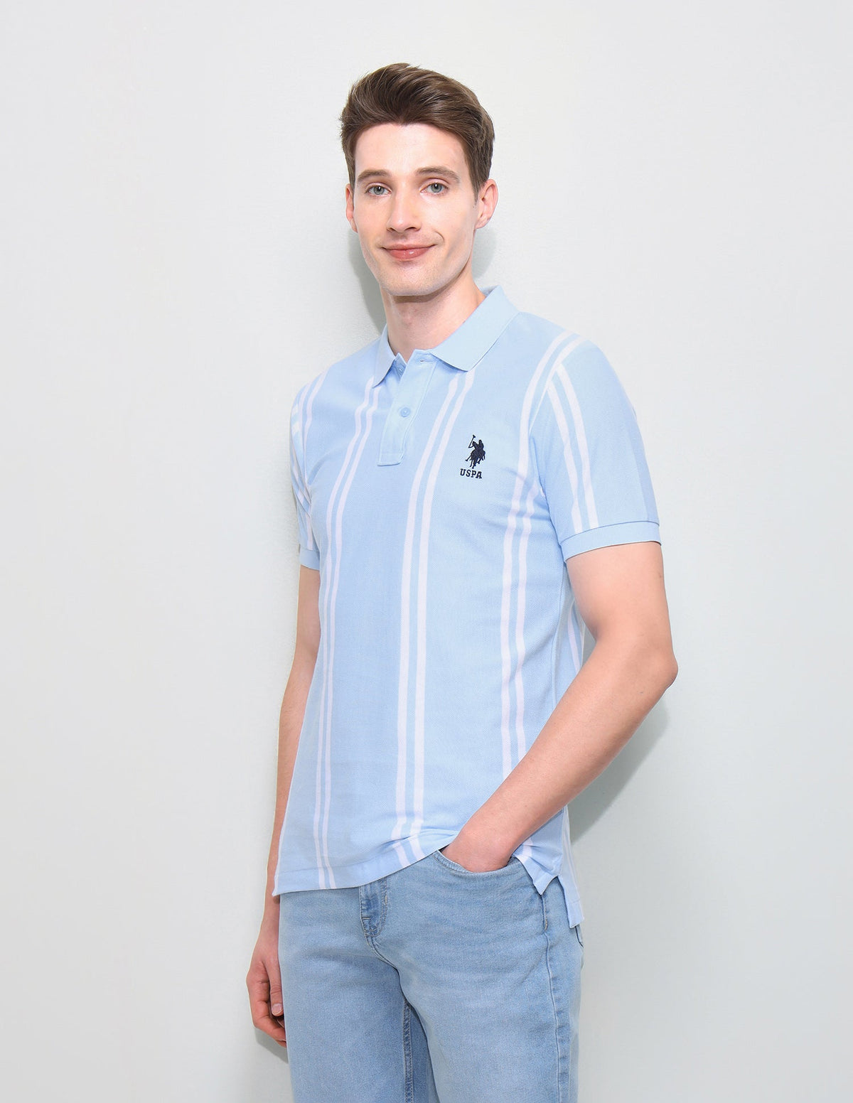 Vertical Striped Slim Fit Polo Shirt USP0