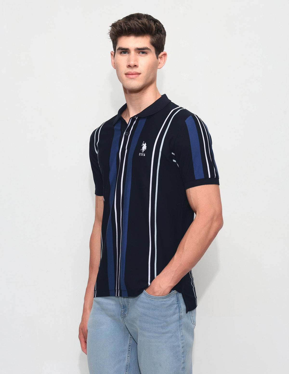 Vertical Striped Slim Fit Polo Shirt USP0