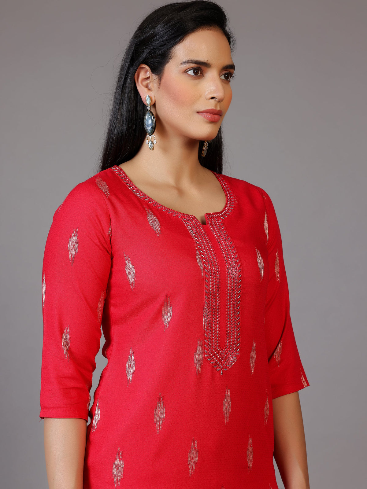 Gerua Pink Woven Design Rayon Straight Kurta