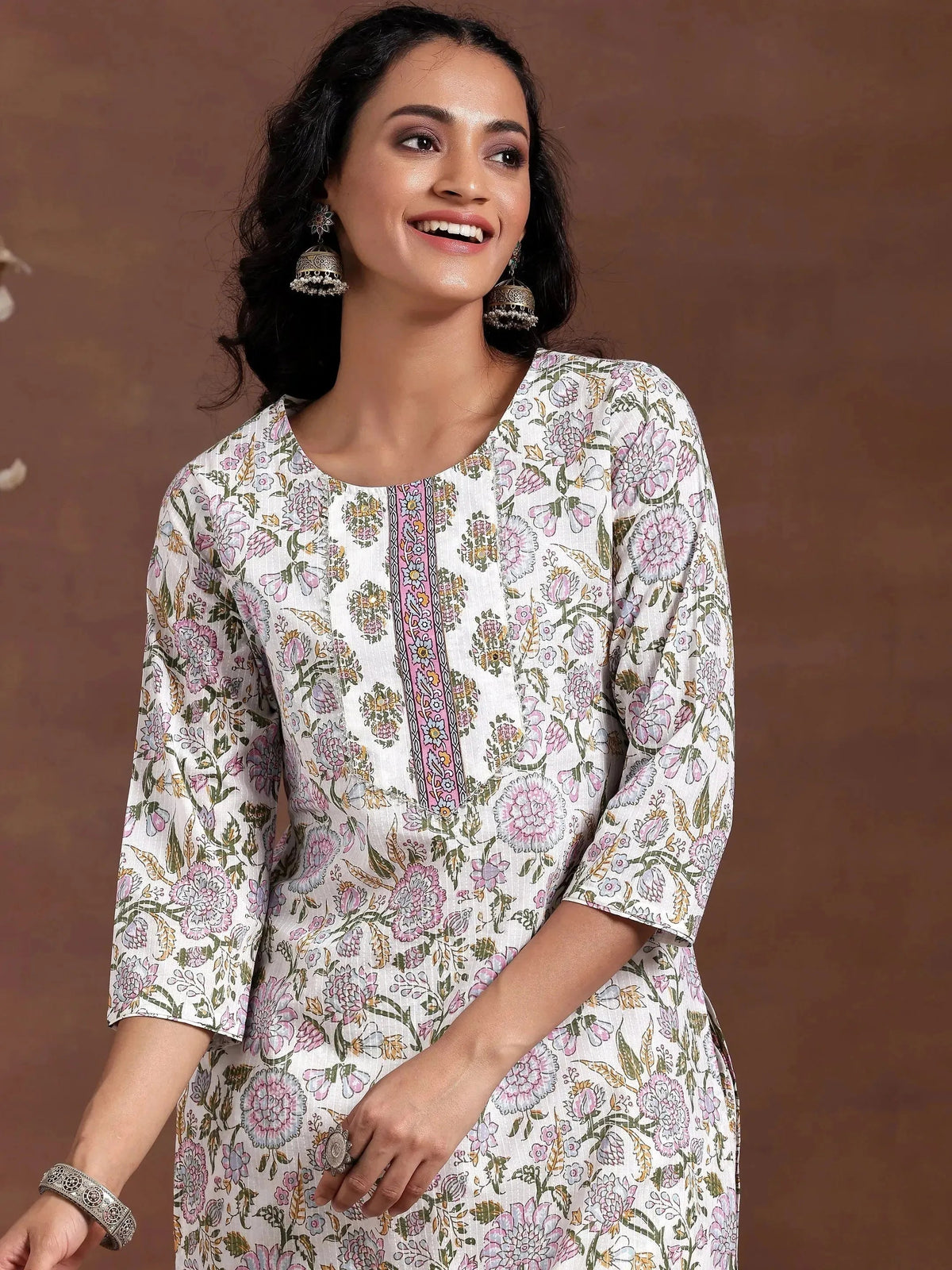 Libas Off White Printed Cotton Straight Kurta Set
