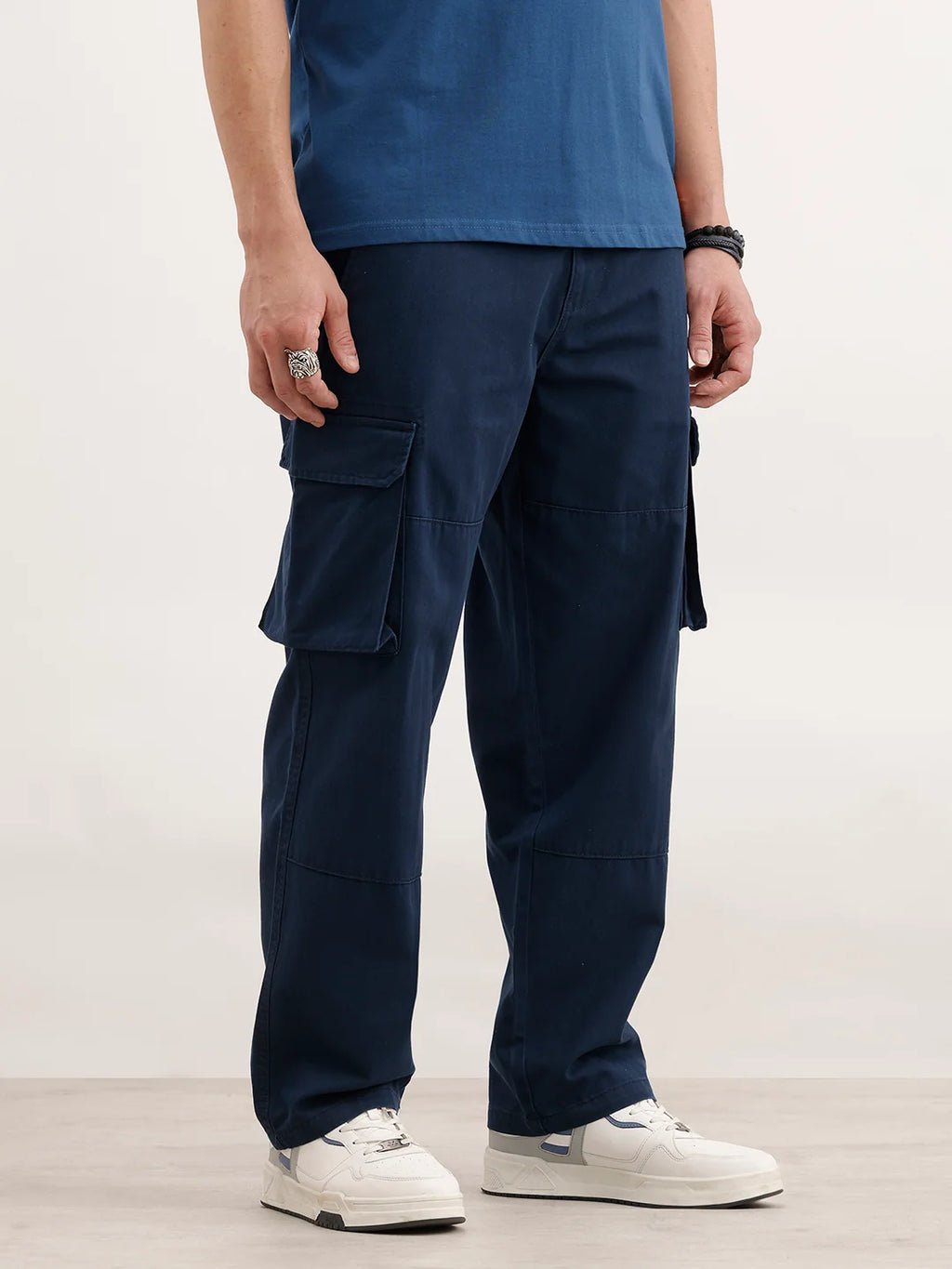 Loose Fit Cargo Trouser | Blue