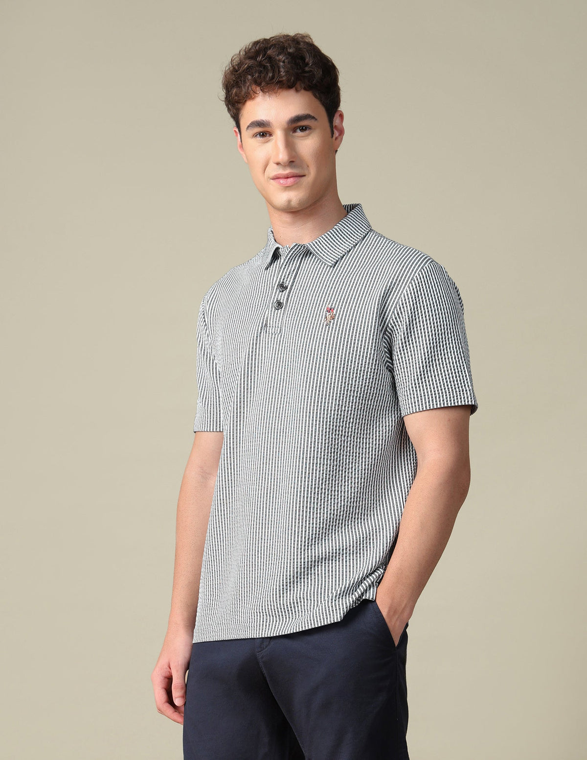 Vertical Striped Relaxed Fit Polo Shirt USP0