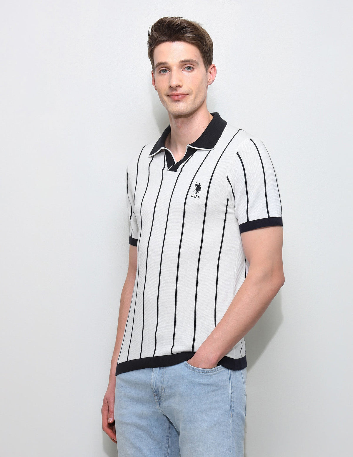 Vertical Striped Slim Fit Polo Shirt USP0