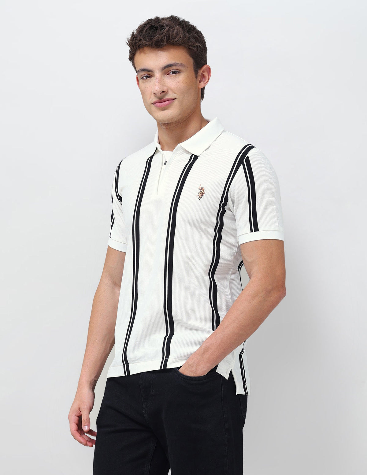 Vertical Striped Slim Fit Polo Shirt USP0