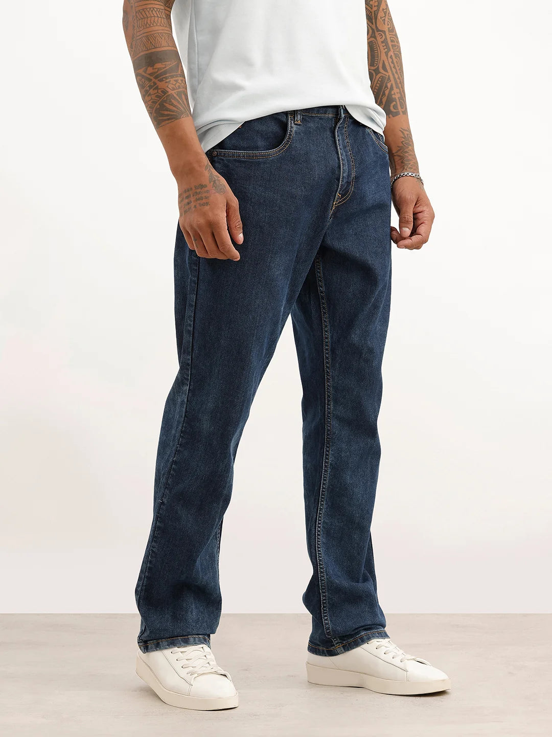 Washed Relaxed Fit Denim Jeans | Blue