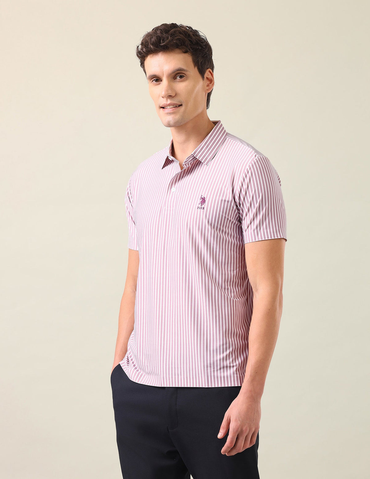 Vertical Striped Slim Fit Polo Shirt USP0