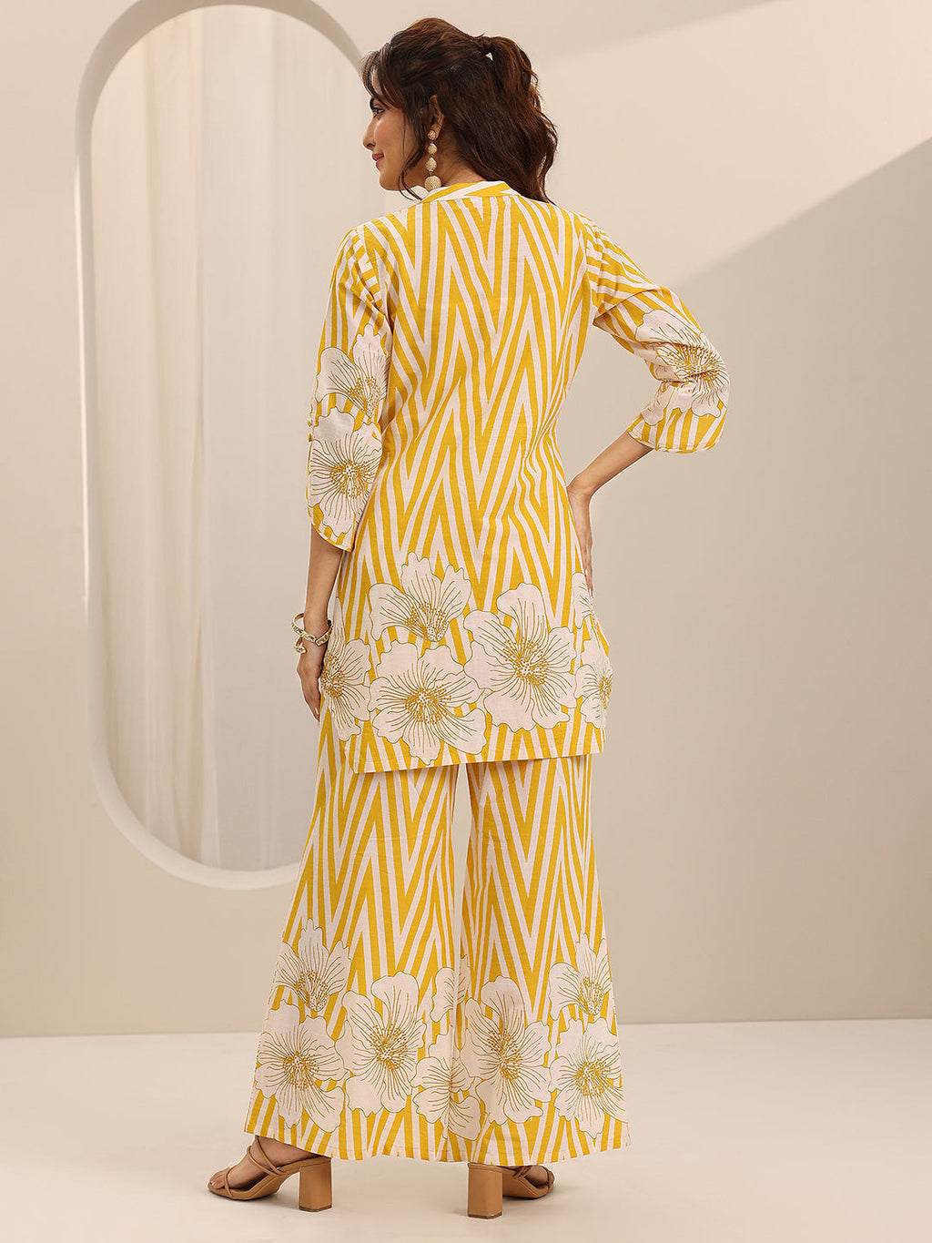 Libas Yellow Printed Cotton Co-Ord Sets CO87