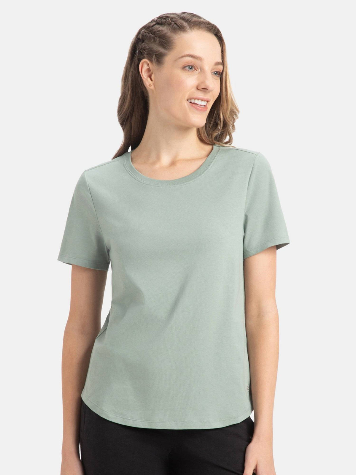 AW88 Women Cotton Rich Relaxed Fit Curved Hem Styled T-Shirt - Wild Ginger | TS56 - view 32