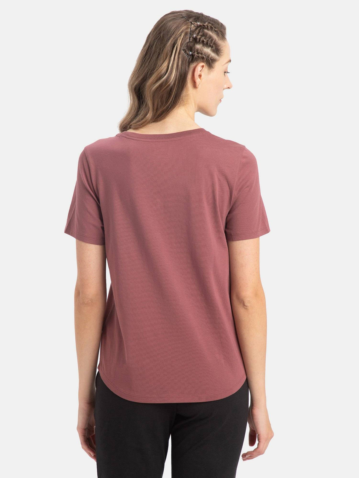 AW88 Women Cotton Rich Relaxed Fit Curved Hem Styled T-Shirt - Wild Ginger | TS56 - view 3