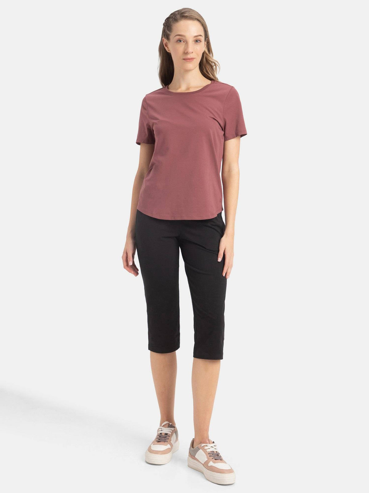 AW88 Women Cotton Rich Relaxed Fit Curved Hem Styled T-Shirt - Wild Ginger | TS56 - view 4