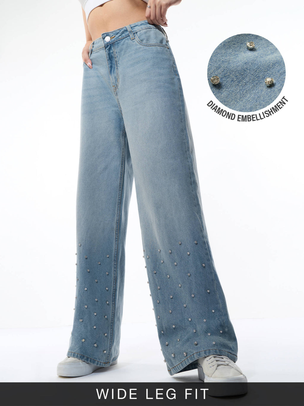 Wide-Leg Denim: Icy Drip Blue Jeans | WL90 - view 3