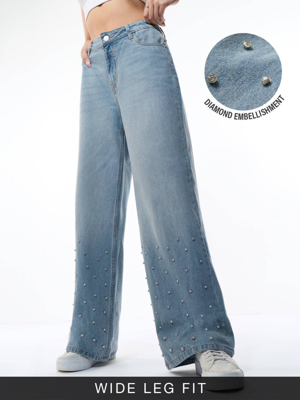 Wide-Leg Denim: Icy Drip Blue Jeans | WL90 - view 3