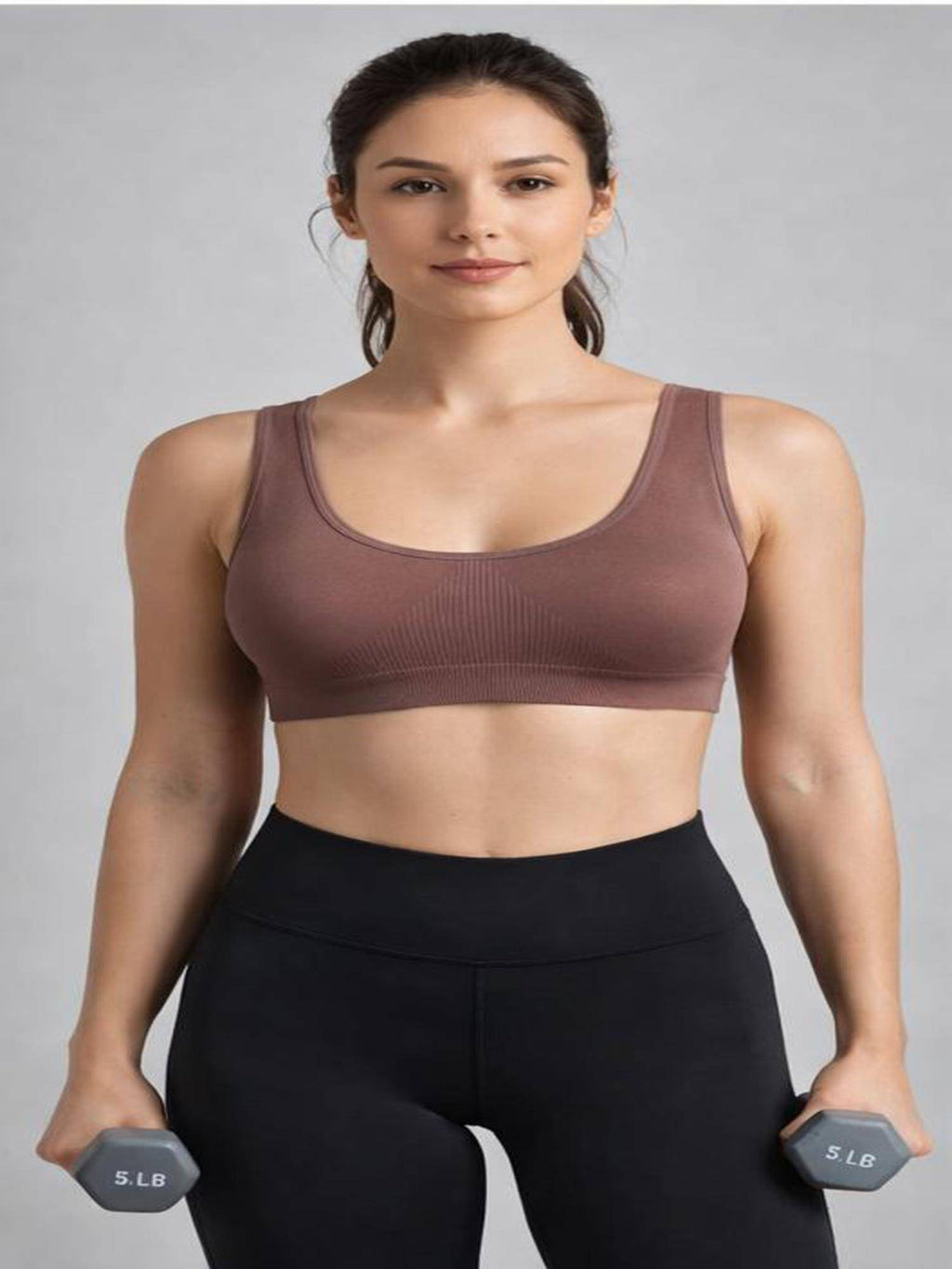 Women Brown Solid Sports Bra | sb09 - view 1