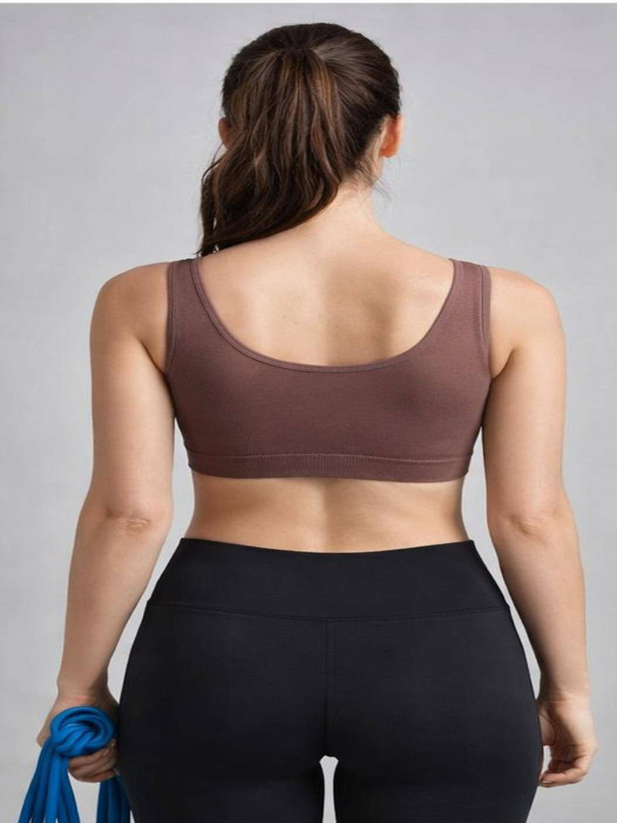 Women Brown Solid Sports Bra | sb09 - view 2