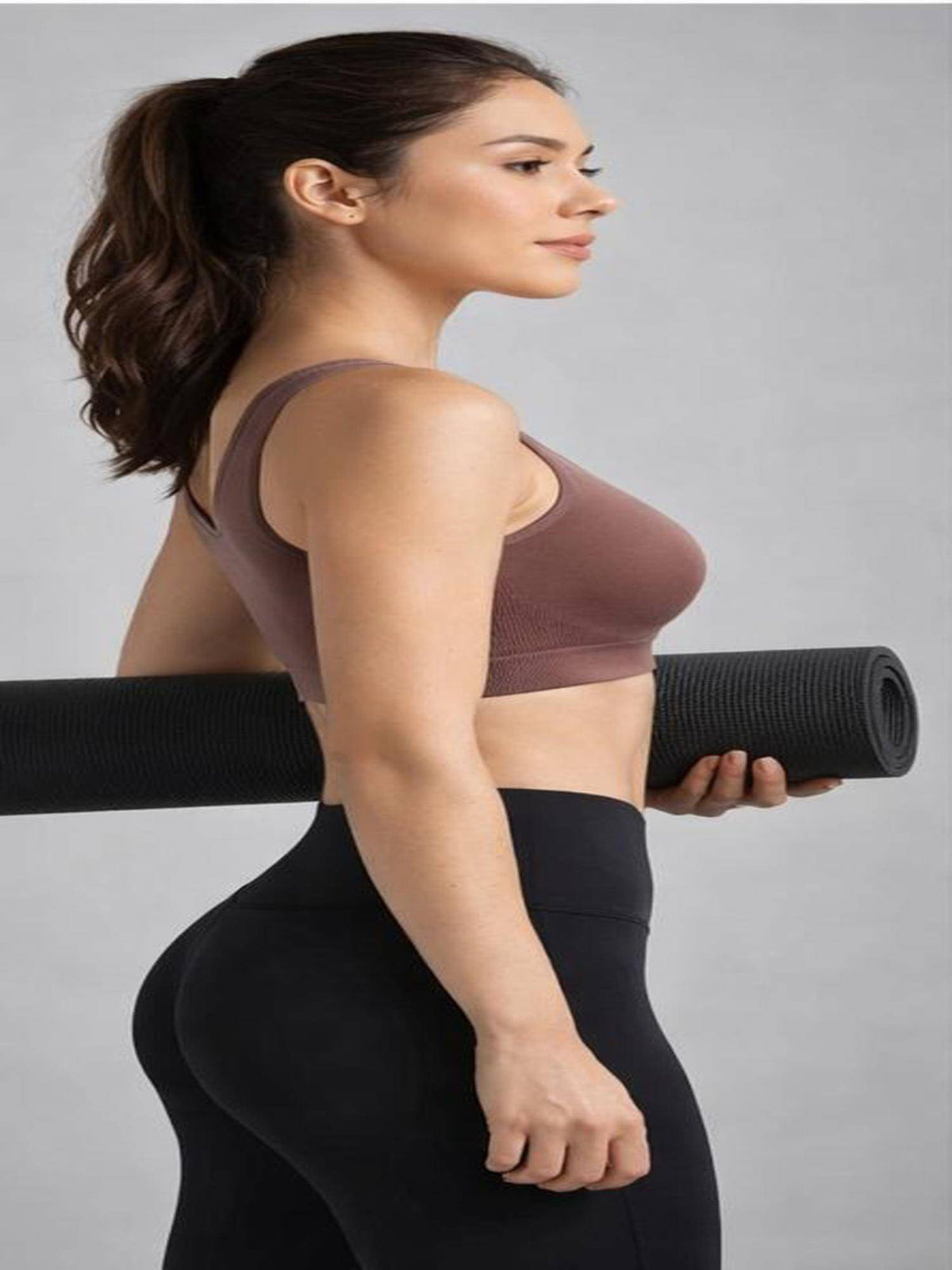 Women Brown Solid Sports Bra | sb09 - view 3