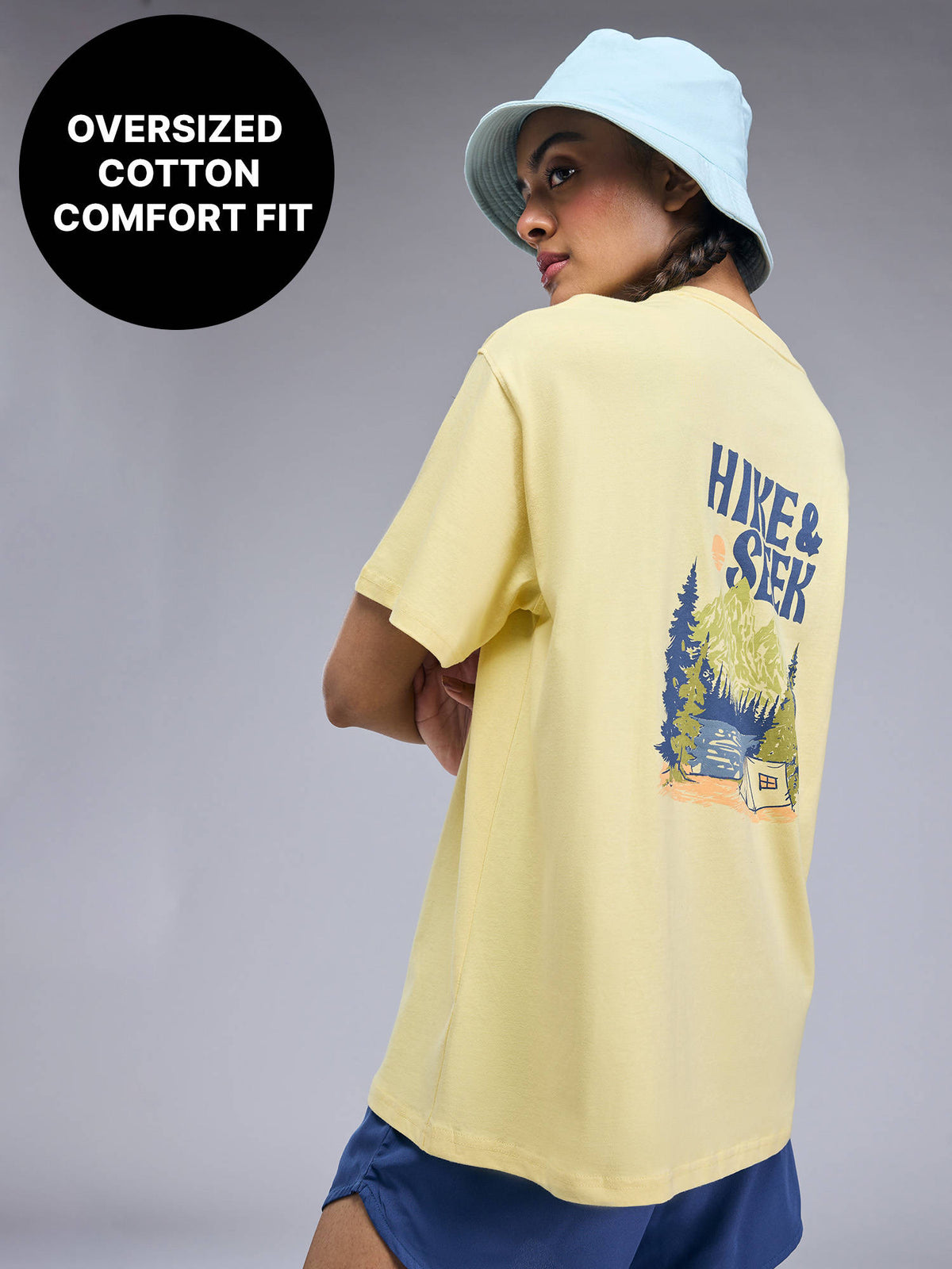 Cotton Oversized Printed Graphic Tshirt KIC012-Light Pink | TS56 - view 13
