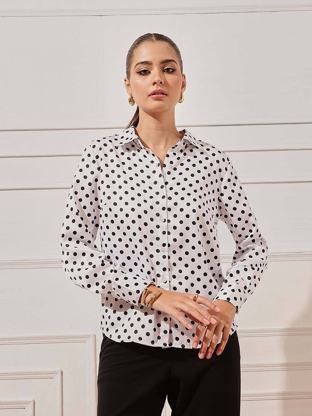 White Polka Dots Casual Shirt | S67 - view 3