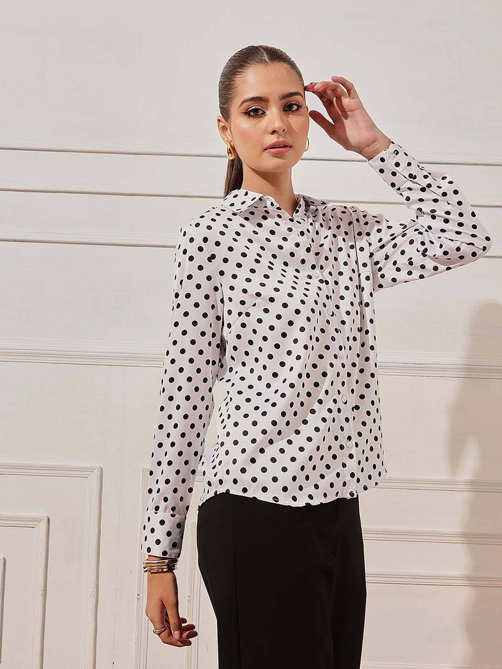 White Polka Dots Casual Shirt | S67 - view 4